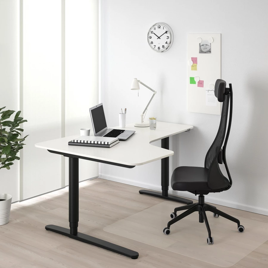 Письменный стол (левый угол) - IKEA BEKANT, 160х110х65-125 см, черный/белый, БЕКАНТ ИКЕА (изображение №2)