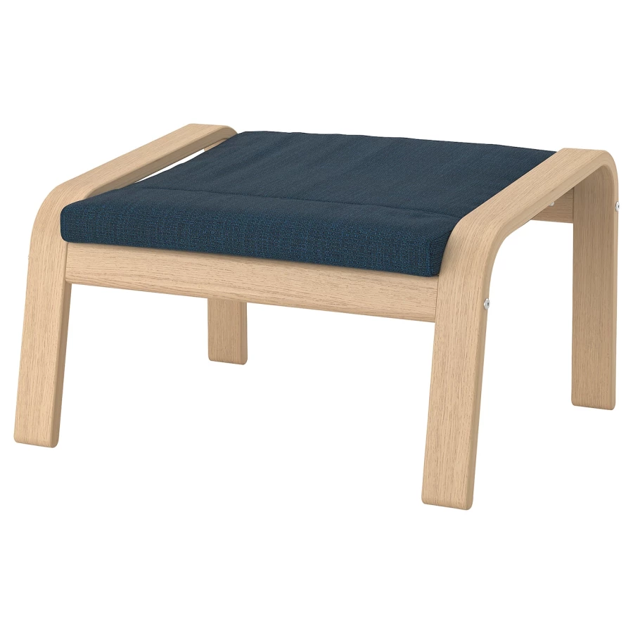 Кресло/табурет для ног - POÄNG / POАNG  IKEA/ ПОЭНГ ИКЕА,  72х66х7 см , синий/бежевый (изображение №3)