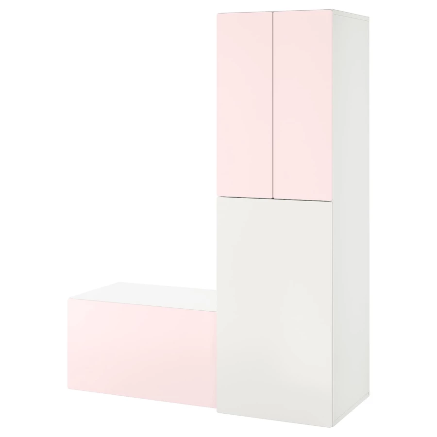 Детская гардеробная комбинация - IKEA SMÅSTAD/SMASTAD, 196x57x150см, белый/розовый, СМОСТАД ИКЕА (изображение №1)