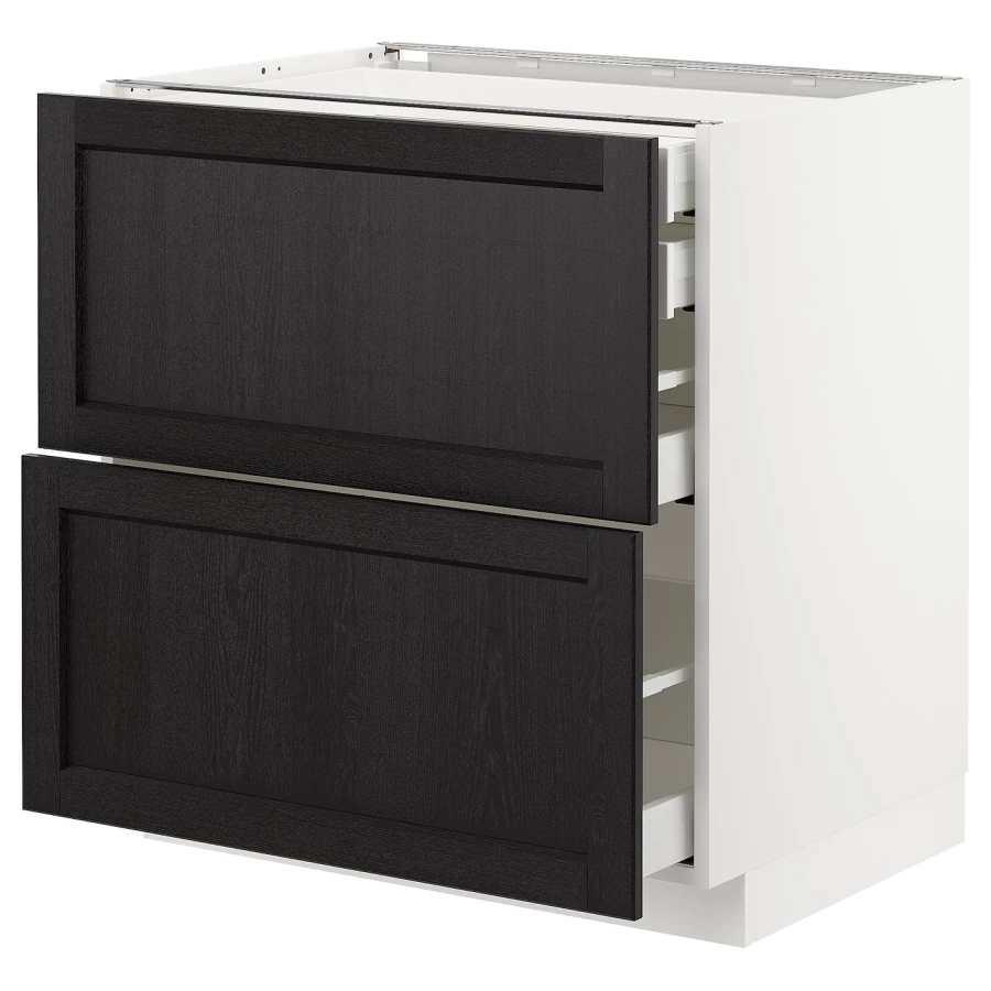 Напольный кухонный шкаф  - IKEA METOD MAXIMERA, 88x61,9x80см, белый/черный, МЕТОД МАКСИМЕРА ИКЕА (изображение №1)