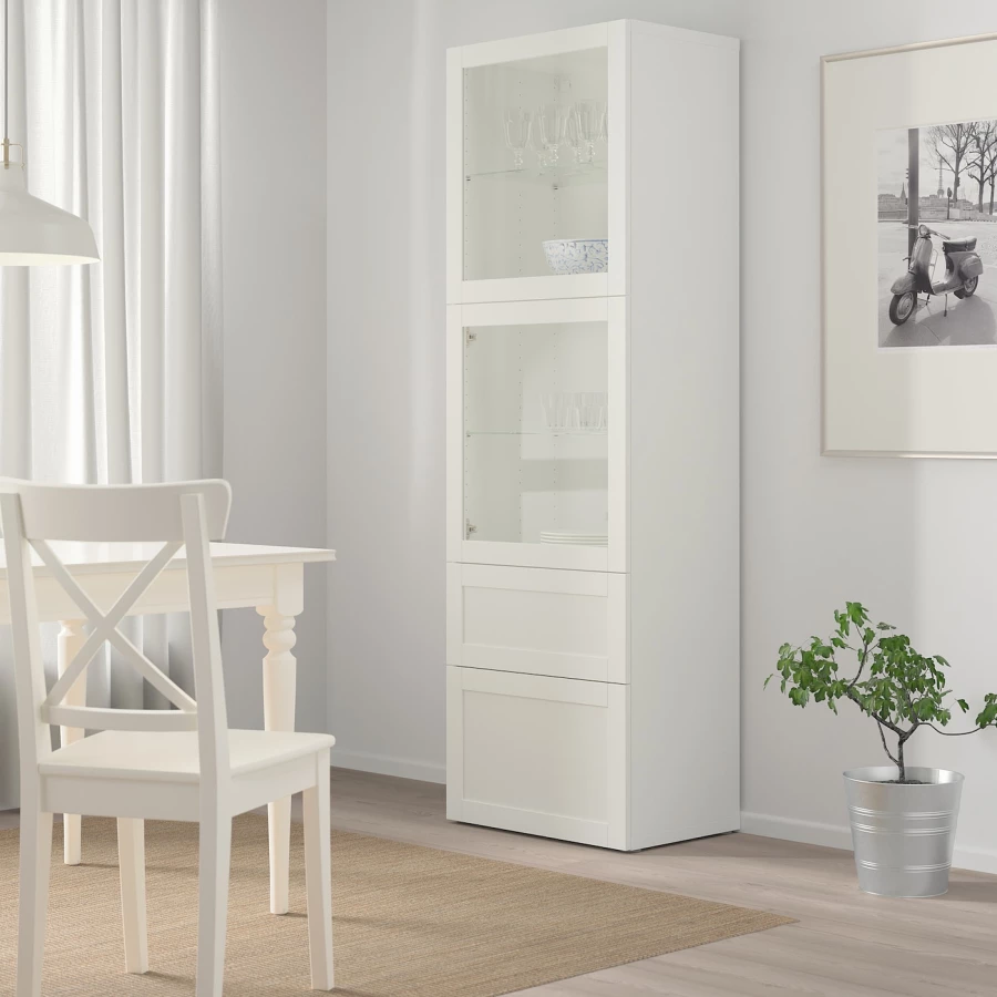 Книжный шкаф - BESTÅ/ BESTА IKEA/ БЕСТА/БЕСТО ИКЕА, 193х60 см, белый (изображение №6)