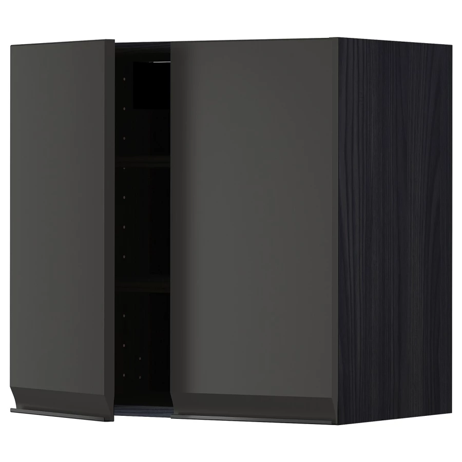 Навесной шкаф с полкой - METOD IKEA/ МЕТОД ИКЕА, 60х60х см,  черный (изображение №1)
