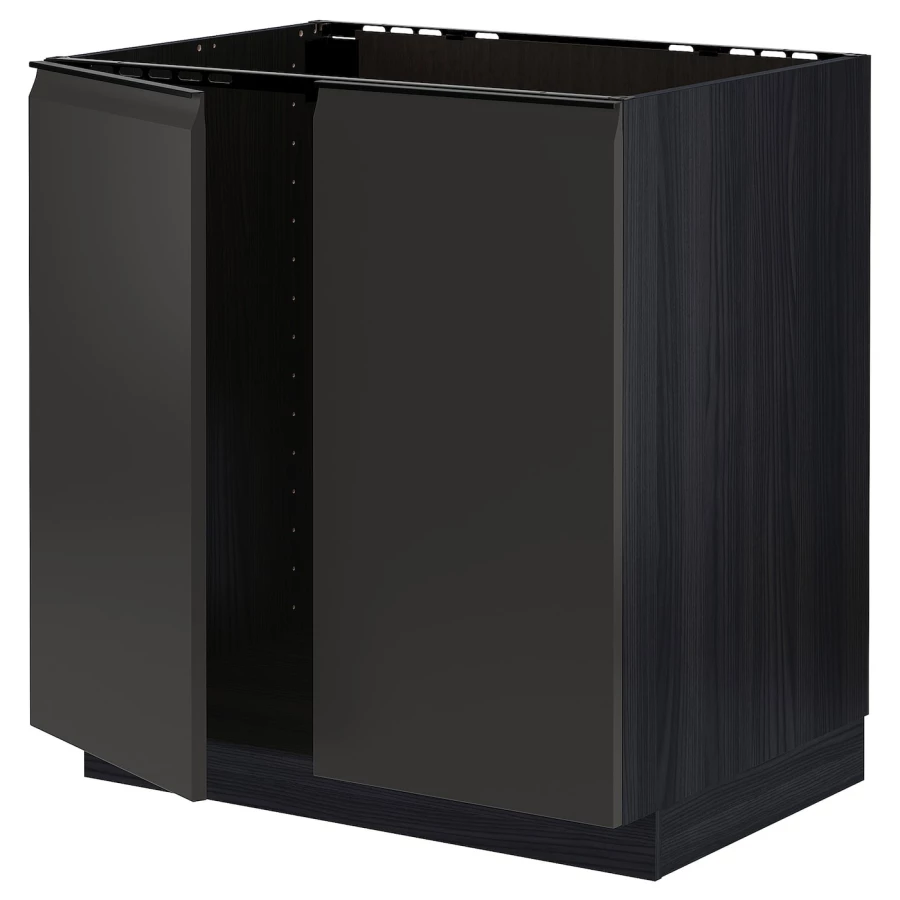 Шкаф под раковину/2 дверцы - METOD IKEA/ МЕТОД ИКЕА, 88х80 см. черный (изображение №1)