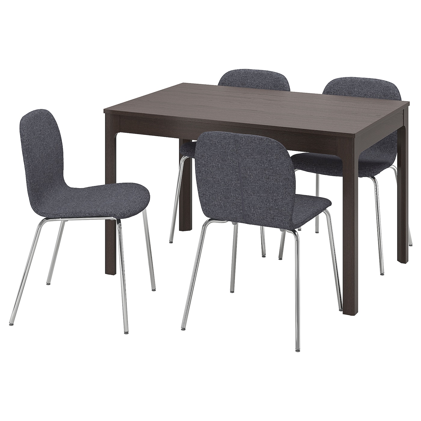 Стол и 4 стула - EKEDALEN / KARLPETTER IKEA/ ЭКЕДАЛЕН/КАРЛПЕТТЕР  ИКЕА, 180/120х80 см, черный/серый