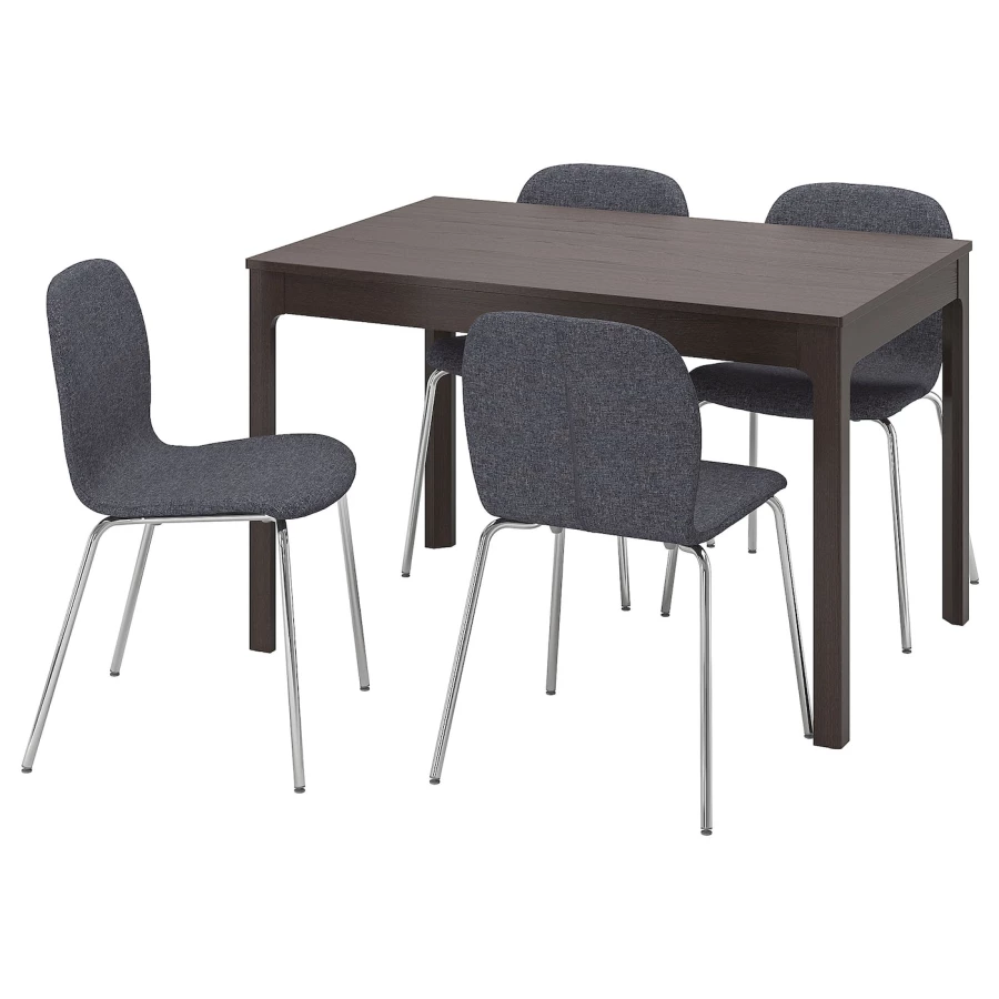 Стол и 4 стула - EKEDALEN / KARLPETTER IKEA/ ЭКЕДАЛЕН/КАРЛПЕТТЕР  ИКЕА, 180/120х80 см, черный/серый (изображение №1)