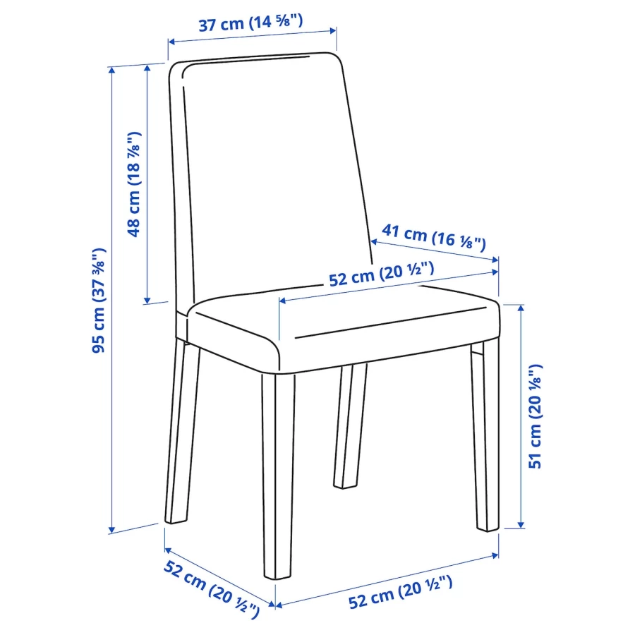 Стол и 4 стула - EKEDALEN / BERGMUND IKEA/ ЭКАДАЛЕН /БЕРГМУНД ИКЕА, 120/180 см, коричневый/белый с рисунокм (изображение №4)
