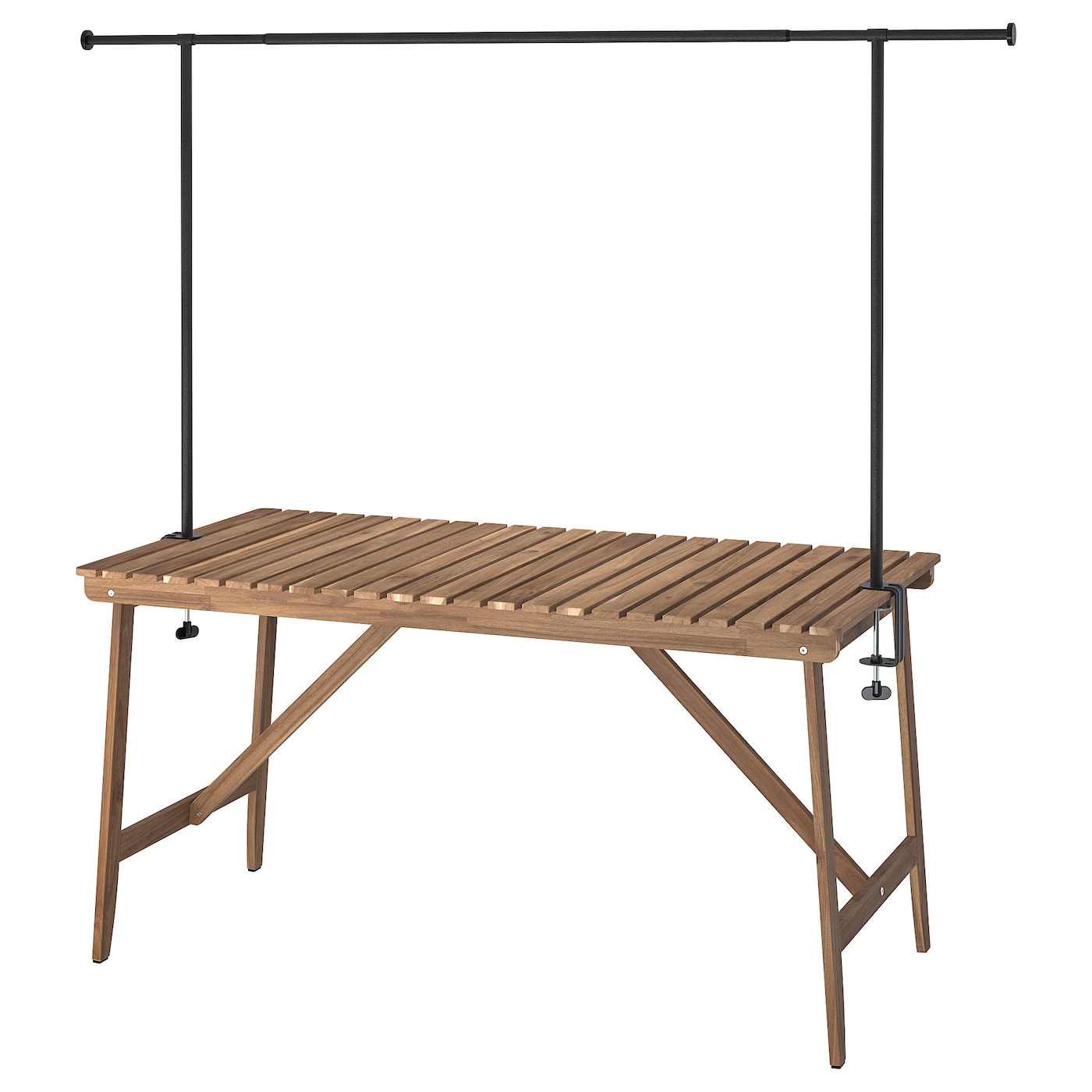 Стол с декоративной рейкой - IKEA ASKHOLMEN/HELGEÖ/HELGEO//ХЕЛЬГЕЁ ИКЕА, 73х143х75 см, коричневый