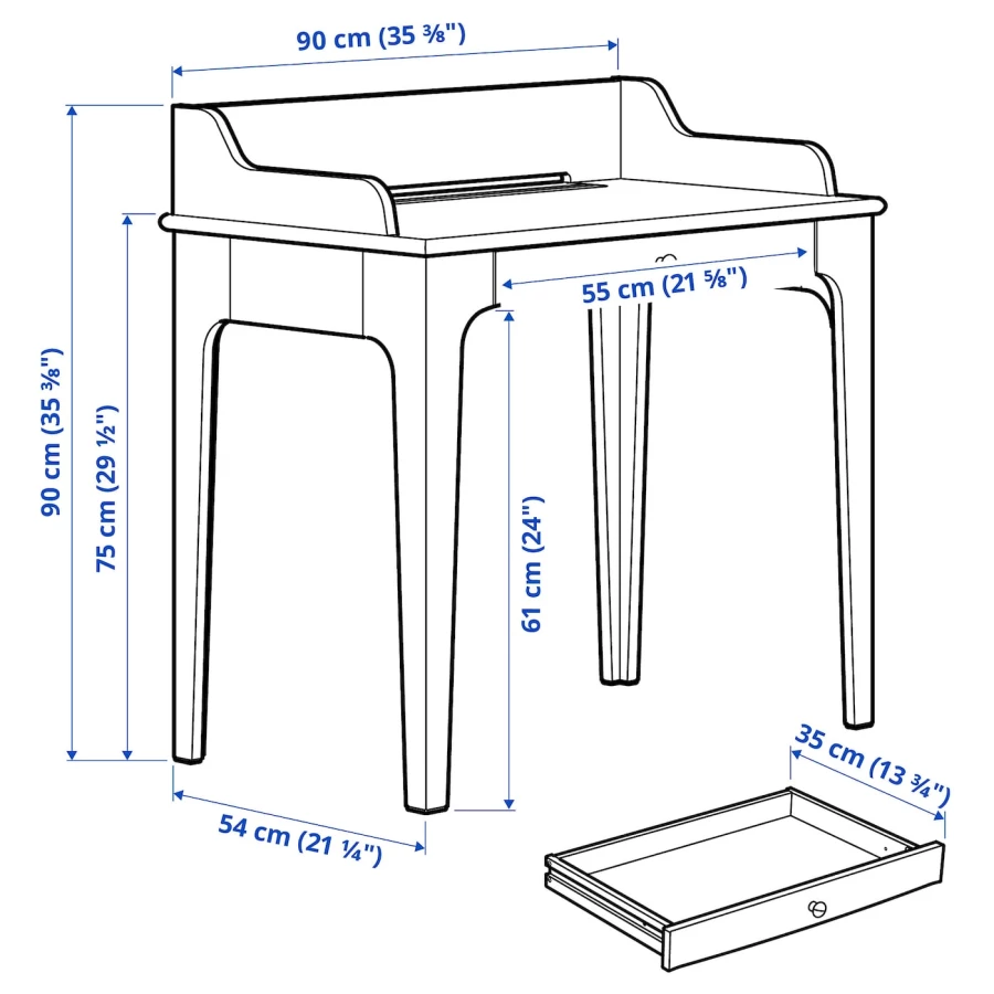 Письменный стол - IKEA LOMMARP, 90x54 см, светло-бежевый, ЛОММАРП  ИКЕА (изображение №6)
