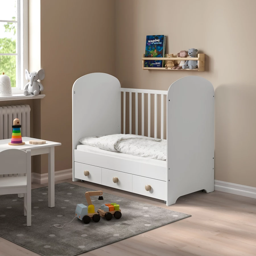 Кровать для новорожденных - IKEA GONATT, 60x120 см, белый, ГУНАТ ИКЕА (изображение №4)