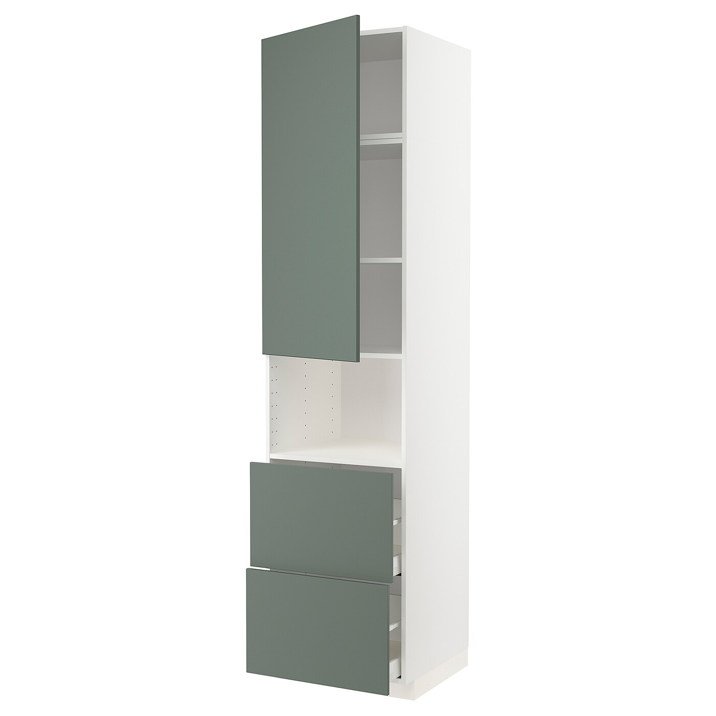 Высокий шкаф с ящиками - IKEA METOD/MAXIMERA/МЕТОД/МАКСИМЕРА ИКЕА, 240х60х60 см, белый/серо-зеленый