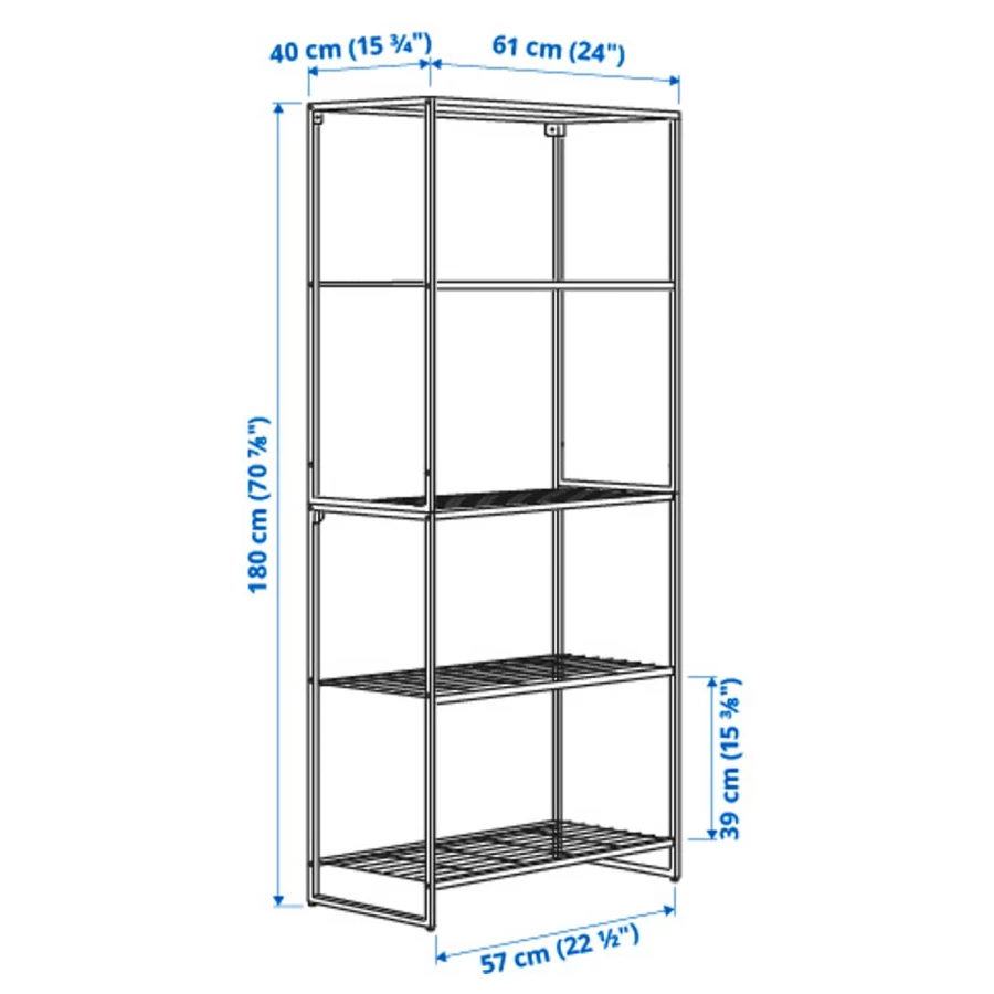 Книжный шкаф - JOSTEIN IKEA/ ЙОСТЕЙН ИКЕА,  180х61 см, белый (изображение №4)