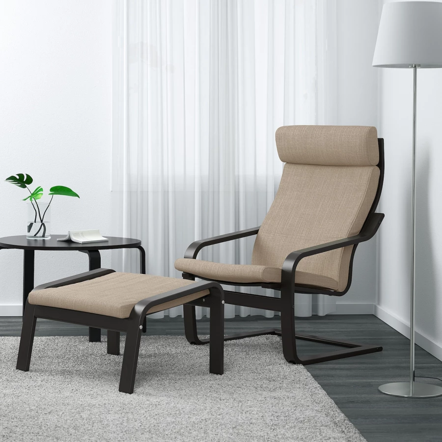 Кресло-качалка - POÄNG / POАNG IKEA/  ПОЭНГ ИКЕА,  72х62 см, бежевый (изображение №4)