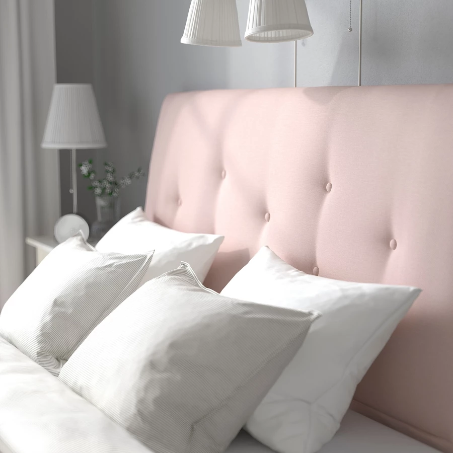 Кровать мягкая с ящиками - IKEA IDANÄS/IDANAS, 200х140 см, бледно розовая, ИДАНЭС ИКЕА (изображение №9)