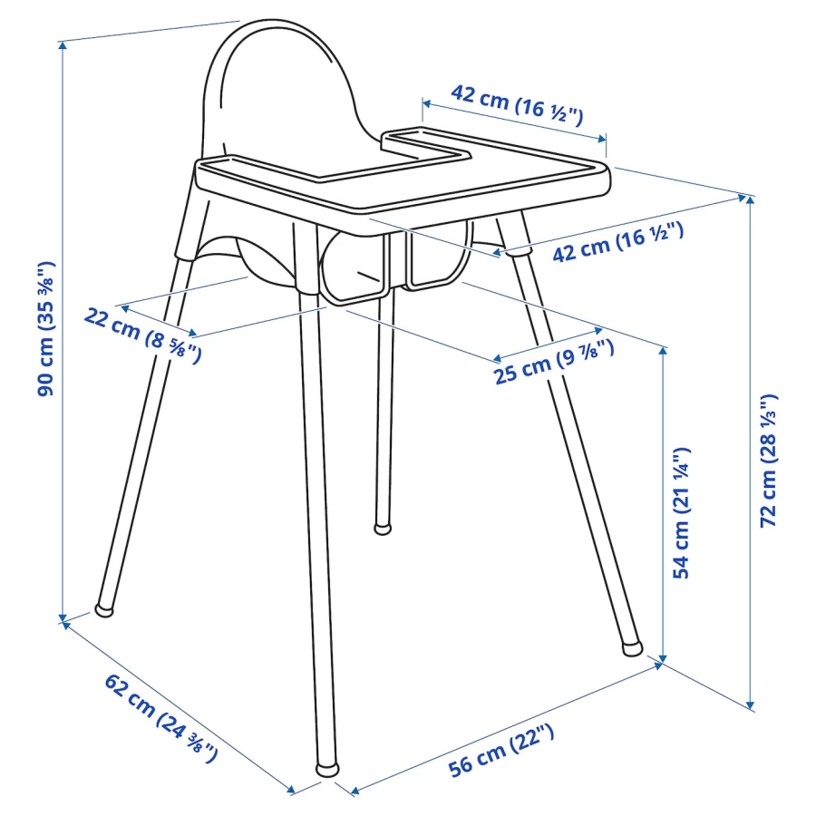 Стульчик для кормления с подносом - IKEA ANTILOP/АНТИЛОП ИКЕА, 90 см, белый (изображение №4)