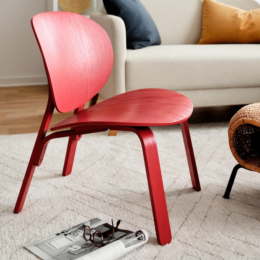Деревянный стул - FRÖSET IKEA/ФРЕСЕТ ИКЕА, 57х59х74 см, красный (изображение №4)