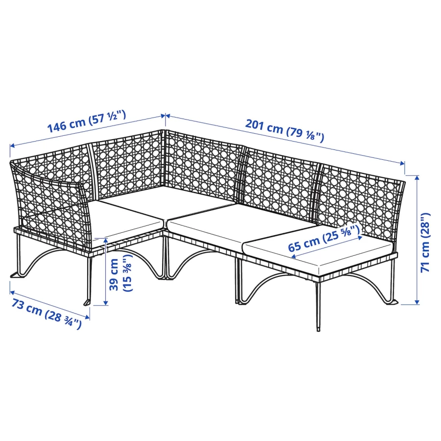 Диван садовый - IKEA JUTHOLMEN, серый/бежевый, ЮТХОЛЬМЕН ИКЕА (изображение №7)
