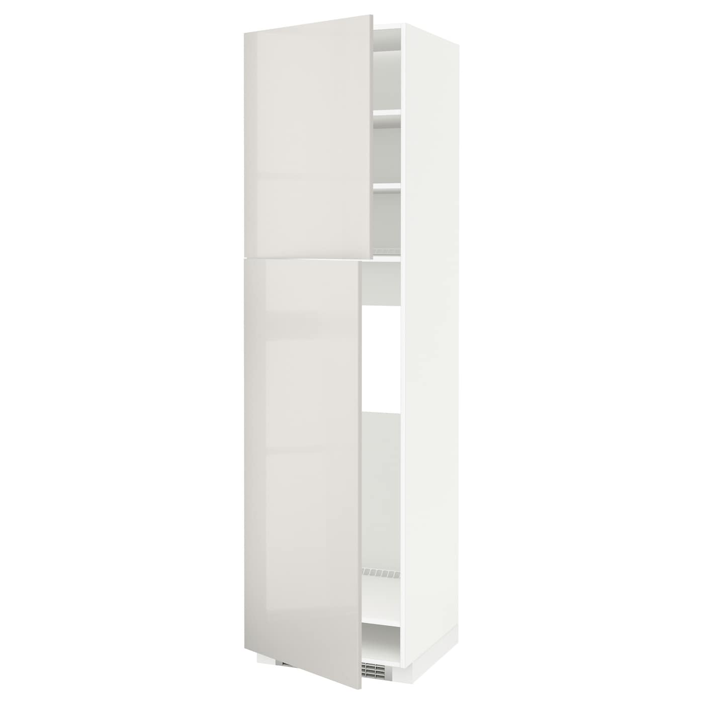 Высокий кухонный шкаф - IKEA METOD/МЕТОД ИКЕА, 220х60х60 см, белый/светло-серый глянцевый