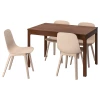 Стол и 4 стула - IKEA EKEDALEN/ODGER/ЭКЕДАЛЕН/ОДГЕР ИКЕА, 120/180х80 см, коричневый/бежевый