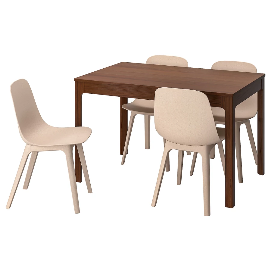 Стол и 4 стула - IKEA EKEDALEN/ODGER/ЭКЕДАЛЕН/ОДГЕР ИКЕА, 120/180х80 см, коричневый/бежевый (изображение №1)