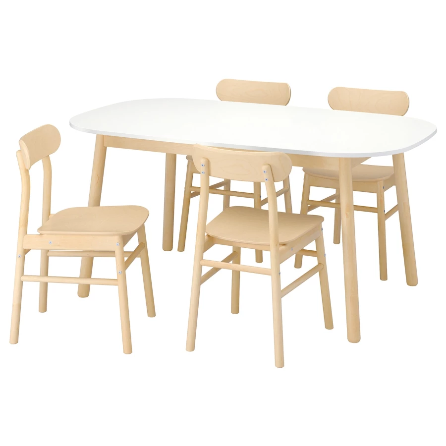 Стол 4 стула - VEDBO / RÖNNINGE IKEA/ ВЕДБО/РЕННИНГЕ ИКЕА, 160х95 см, бежевый (изображение №1)