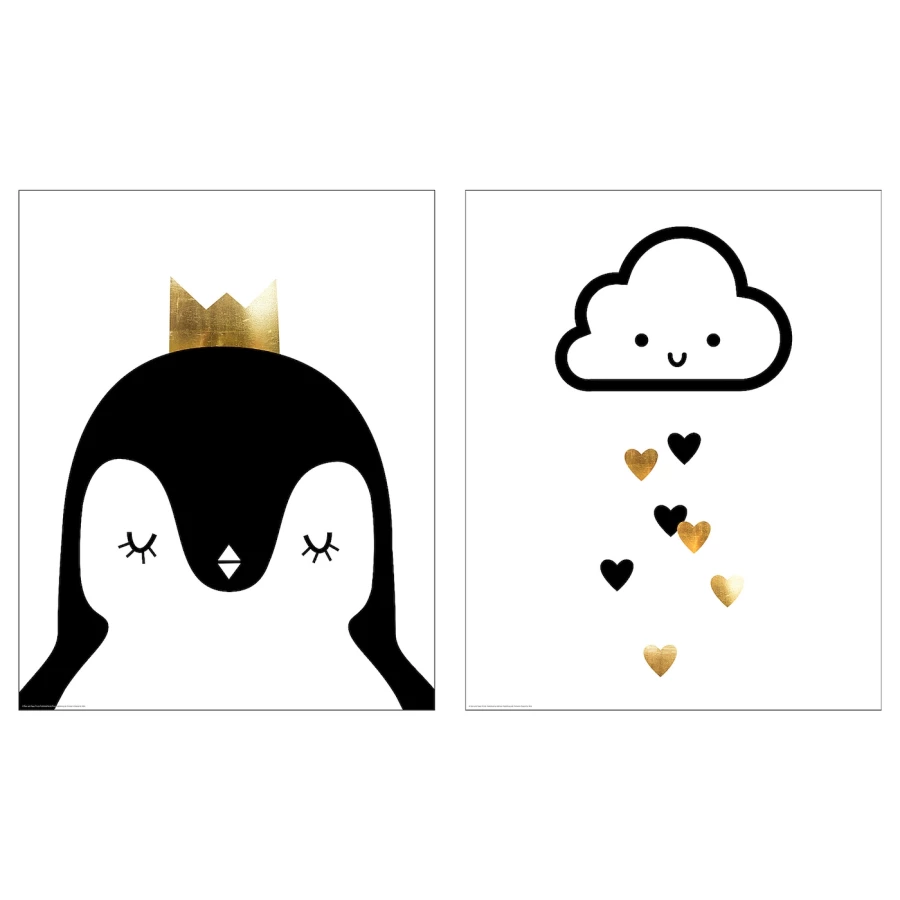 Постер, 2 шт. - IKEA BILD, 40х50 см, «Милые пингвины», БИЛЬД ИКЕА (изображение №1)