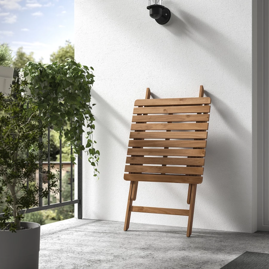 Стол садовый складной - IKEA ASKHOLMEN/АСХОЛЬМЕН ИКЕА, 73х62х60 см, коричневый (изображение №3)