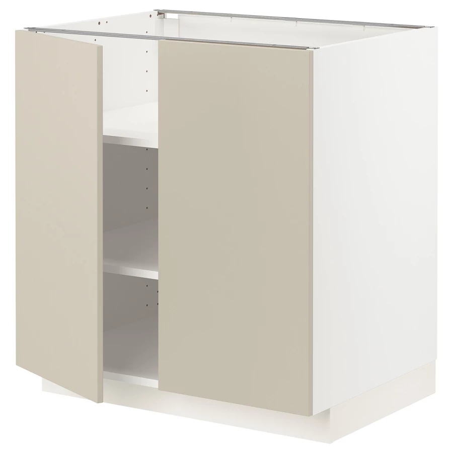 Напольный шкаф - IKEA METOD, 88x62x80см, белый/бежевый, МЕТОД ИКЕА (изображение №1)