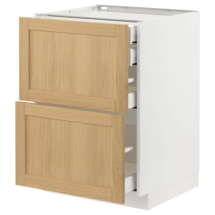 Навесной шкаф - METOD / MAXIMERA IKEA/ МЕТОД/ МАКСИМЕРА ИКЕА,  60х60 см, белый/ под беленый дуб (изображение №1)