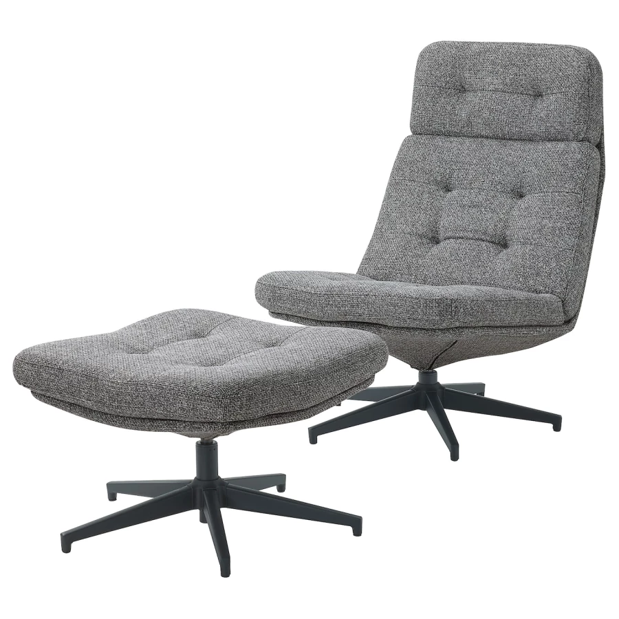 Кресло и пуф - IKEA HAVBERG, 66х99х92 см, серый, ХАВБЕРГ ИКЕА (изображение №1)
