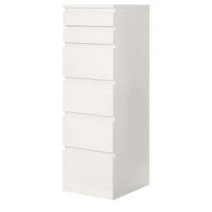 Комод с 6 ящиками - IKEA MALM ИКЕА МАЛЬМ, 123х40х48 см, белый