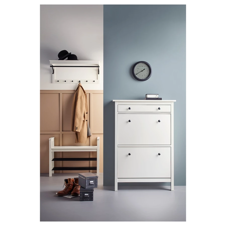 Скамья с полкой для обуви - IKEA HEMNES/ХЕМНЭС ИКЕА, 32x65x85 см, белый (изображение №5)