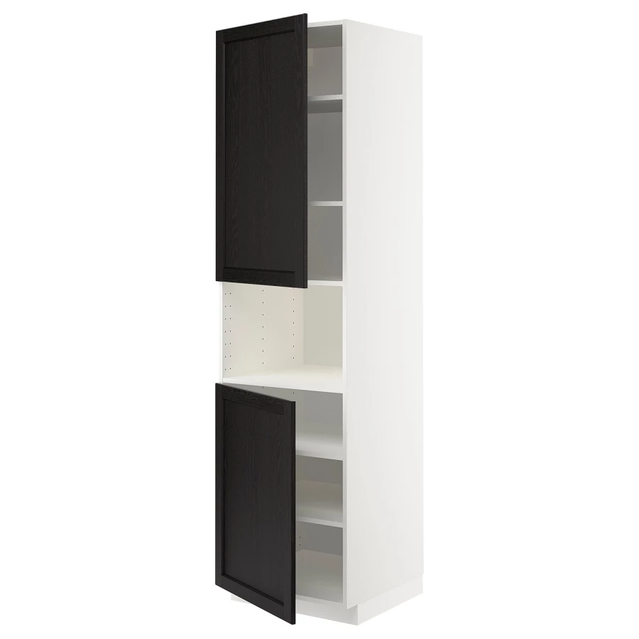 Высокий шкаф - IKEA METOD/МЕТОД ИКЕА, 220х60х60 см, белый/черный (изображение №1)