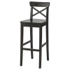 Барный стул со спинкой - INGOLF IKEA/ИНГОЛЬФ ИКЕА, 102х39х45 см, черный