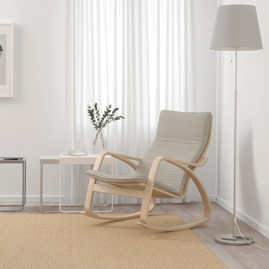 Кресло-качалка - IKEA POÄNG/POANG/ПОЭНГ ИКЕА, 68х94х95 см, серый (изображение №2)