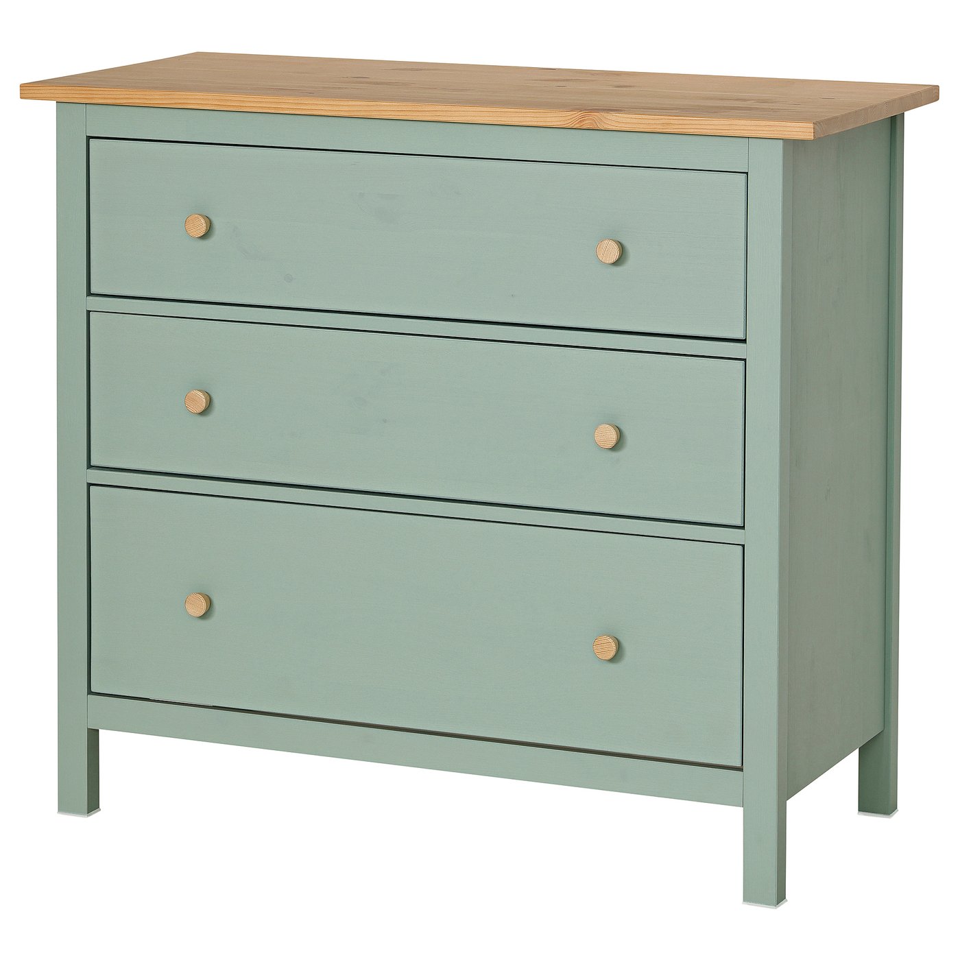 Комод - IKEA HEMNES/ХЕМНЭС ИКЕА, 96х50х108 см, серо-зеленая/светло-коричневая морилка