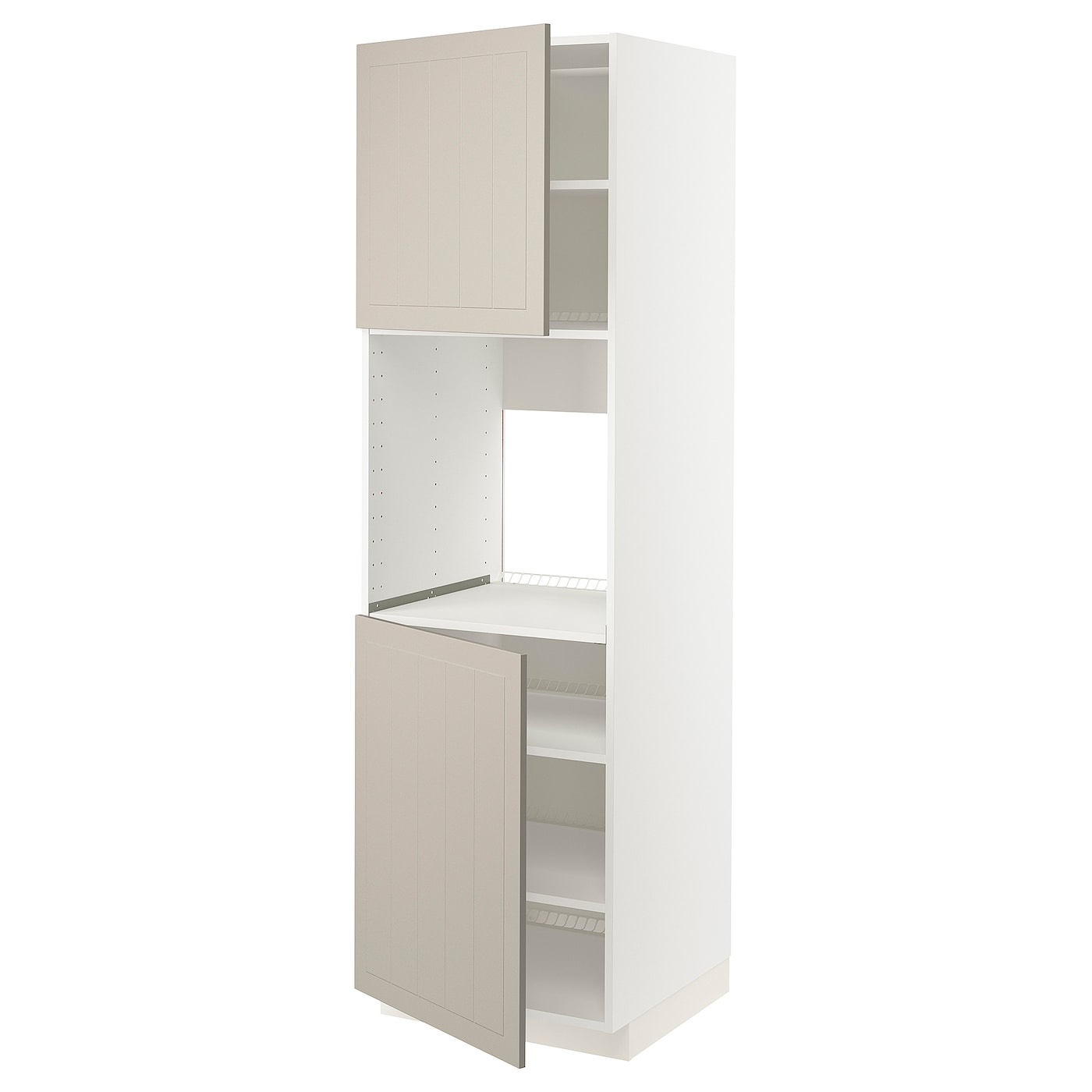 Высокий кухонный шкаф с полками - IKEA METOD/МЕТОД ИКЕА, 200х60х60 см, белый/бежевый