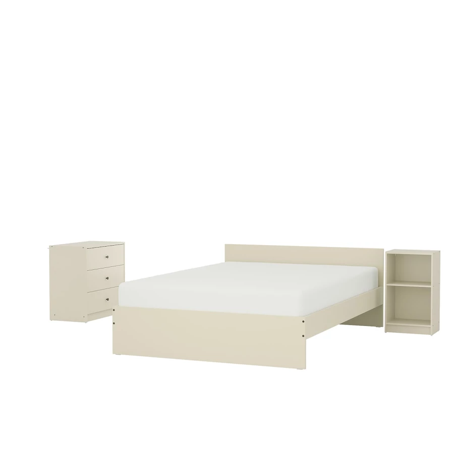 Комплект мебели д/спальни  - IKEA GURSKEN/LURÖY/LUROY, 200x140см, бежевый, ИКЕА (изображение №1)