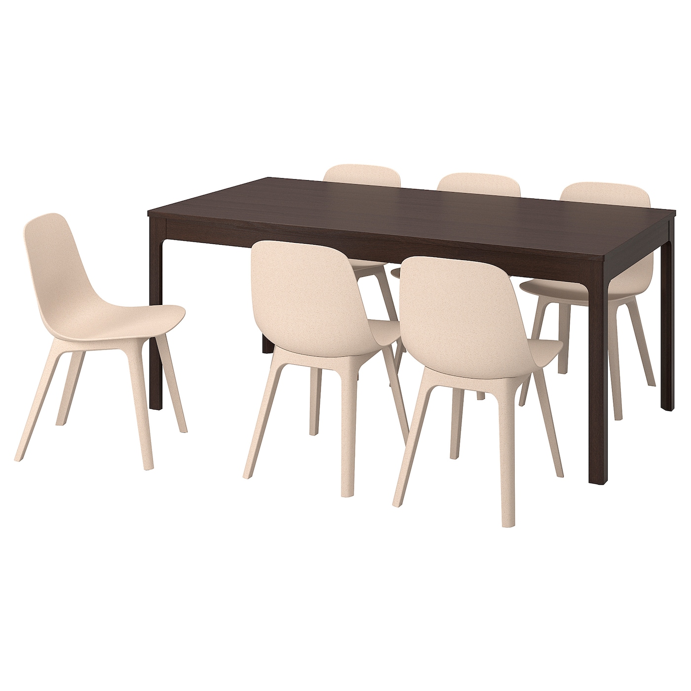Стол и 6 стульев - IKEA EKEDALEN/ODGER/ ЭКЕДАЛЕН/ОДГЕР ИКЕА, 180х240х90 см, темно-коричневый/бежевый