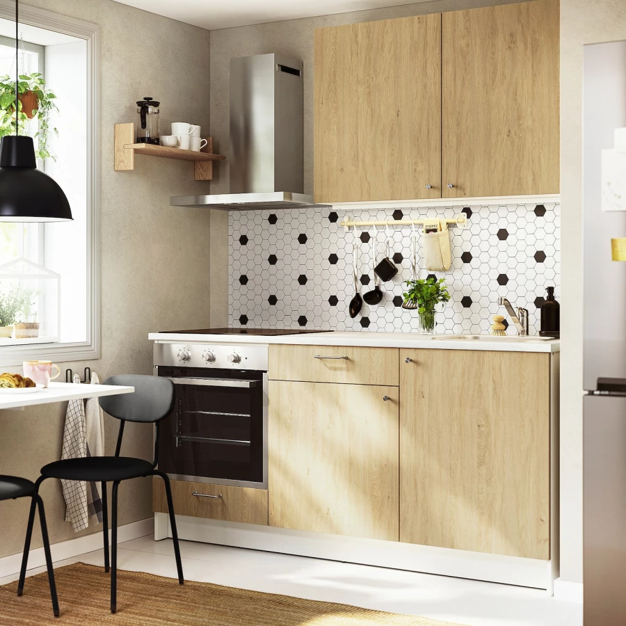 Комбинация кухонная прямая - KNOXHULT IKEA/ КНОКСХУЛЬТ ИКЕА, белый/под беленный дуб (изображение №2)
