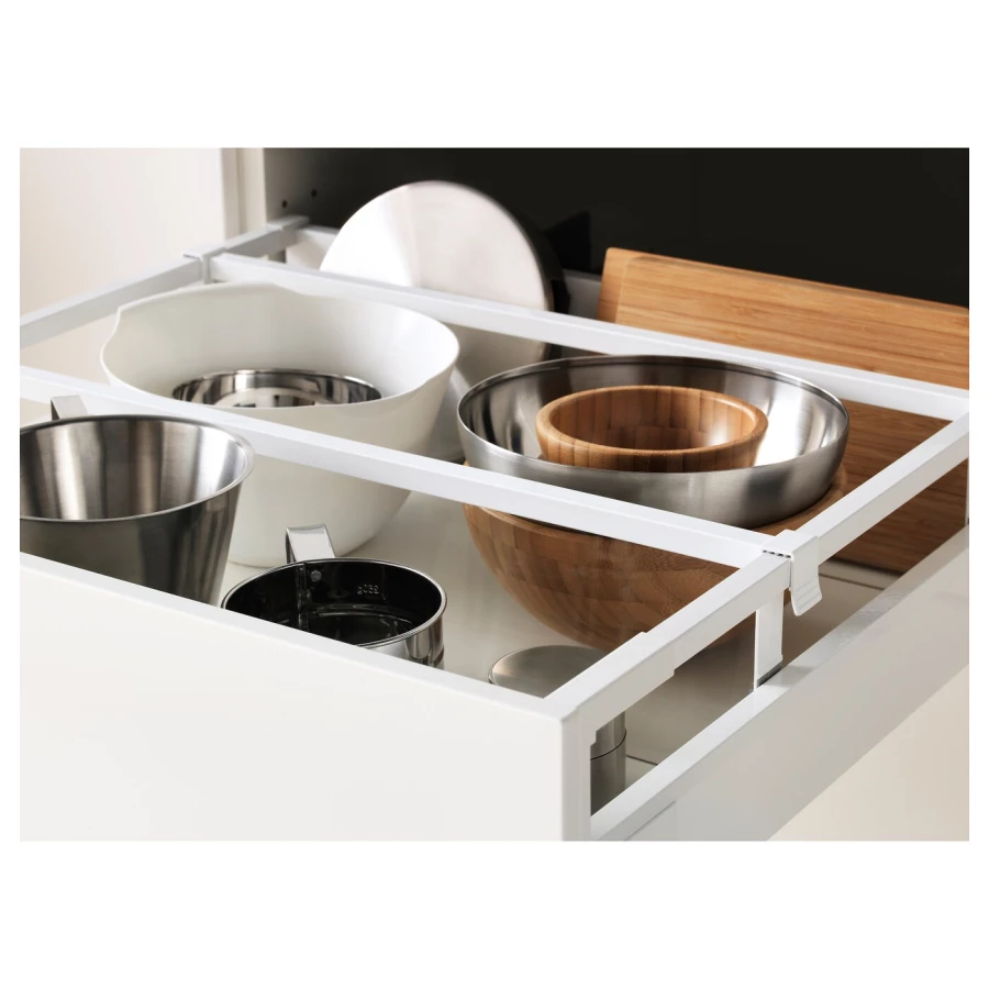 Высокий шкаф с ящиками - IKEA METOD/MAXIMERA/МЕТОД/МАКСИМЕРА ИКЕА, 140х60х60 см, белый/кремовый (изображение №5)