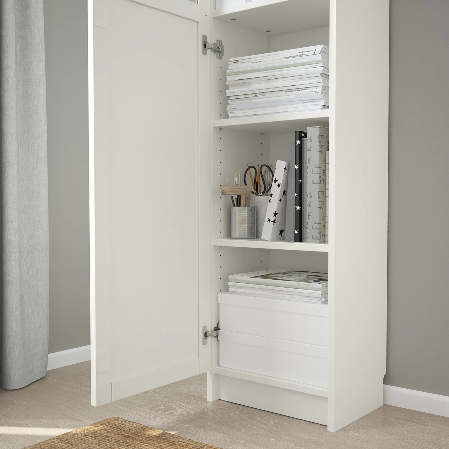 Книжный шкаф с дверцей - BILLY/OXBERG IKEA/ БИЛЛИ/ОКСБЕРГ ИКЕА, 30х40х237 см, белый (изображение №3)