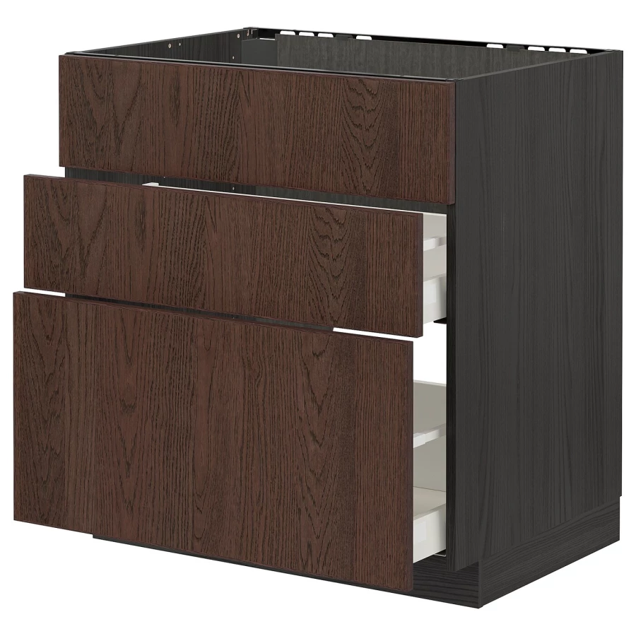 Напольный кухонный шкаф  - IKEA METOD MAXIMERA, 88x61,6x80см, черный/коричневый, МЕТОД МАКСИМЕРА ИКЕА (изображение №1)