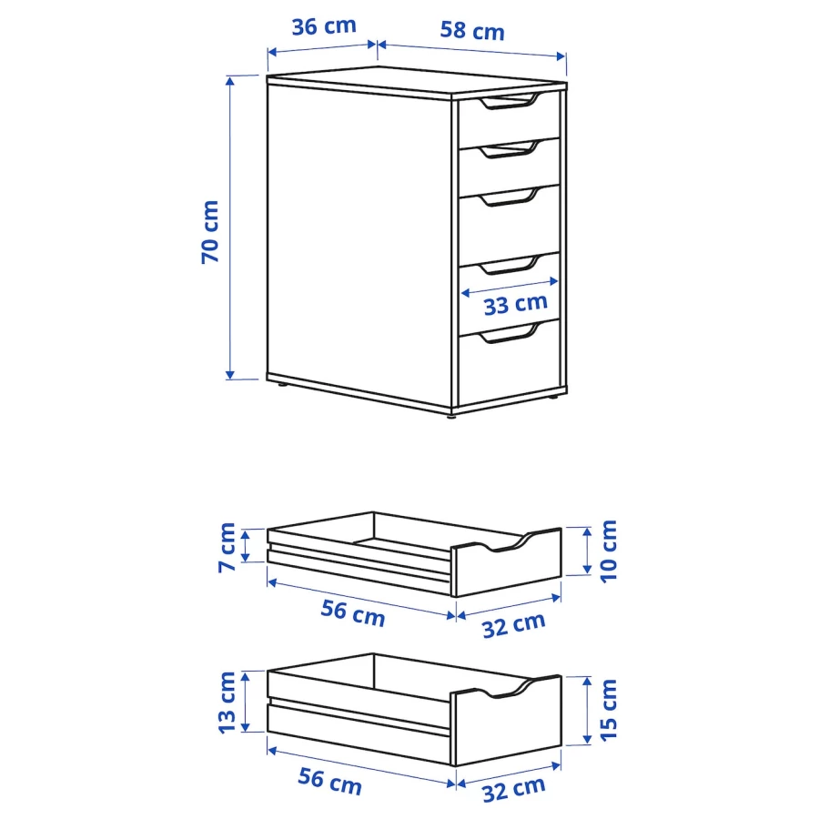 Тумба - ALEX IKEA/ АЛЕКС ИКЕА, 70х36 см, под беленый дуб (изображение №5)