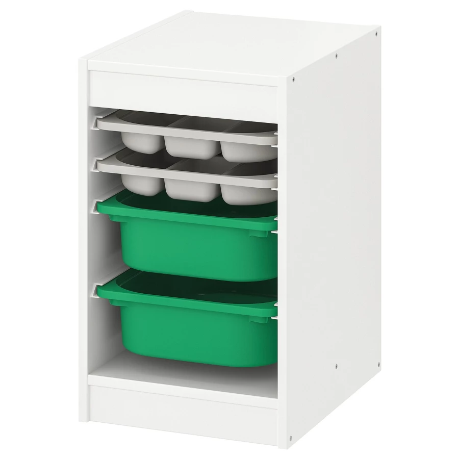 Стеллаж - IKEA TROFAST, 34х44х56 см, белый/зеленый/бело-серый, ТРУФАСТ ИКЕА (изображение №1)