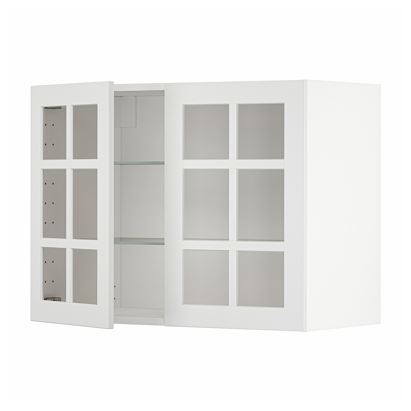 Шкаф и 2 стеклянные двери -  METOD IKEA/ МЕТОД ИКЕА, 60х80 см, белый/светло-серый