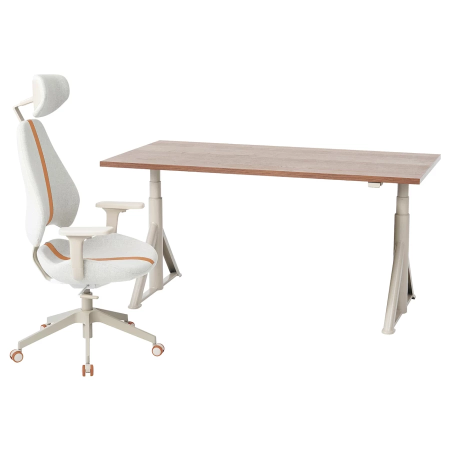 Стол и стул - IKEA IDÅSEN / GRUPPSPEL, 160х80 см, коричневый/белый, ИДОСЕН/МАТЧСПЕЛ ИКЕА (изображение №1)