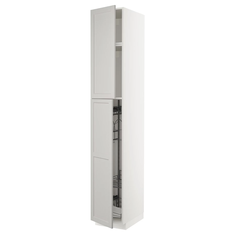 Высокий шкаф - IKEA METOD/MAXIMERA/МЕТОД/МАКСИМЕРА ИКЕА, 240х60х40 см, белый/светло-серый (изображение №1)