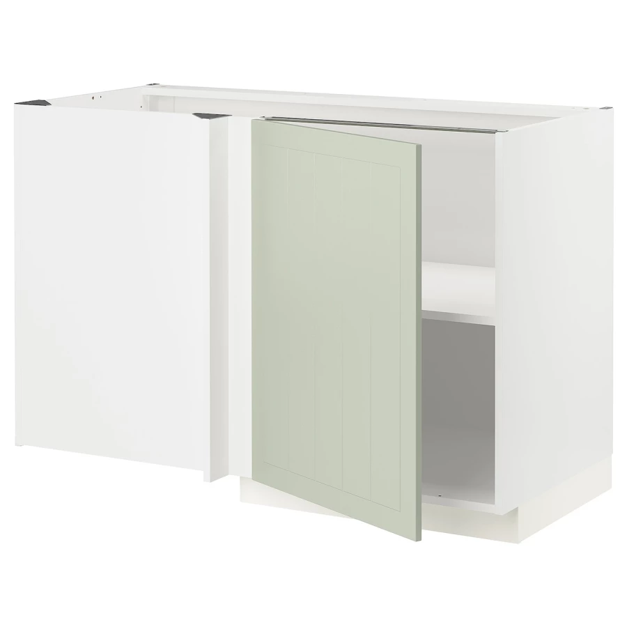 Напольный кухонный шкаф  - IKEA METOD, 88x62x127,5см, белый/светло-зеленый, МЕТОД ИКЕА (изображение №1)