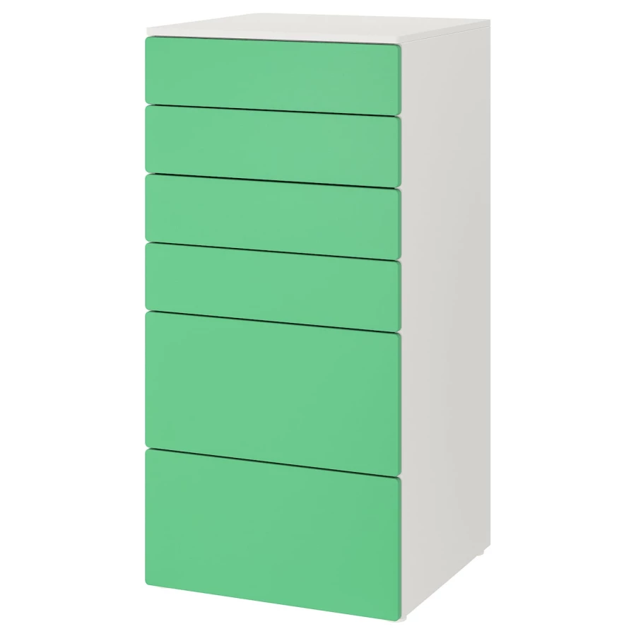 Шкаф - PLATSA/ SMÅSTAD / SMАSTAD  IKEA/ ПЛАТСА/СМОСТАД  ИКЕА, 60x55x123 см, белый/зеленый (изображение №1)