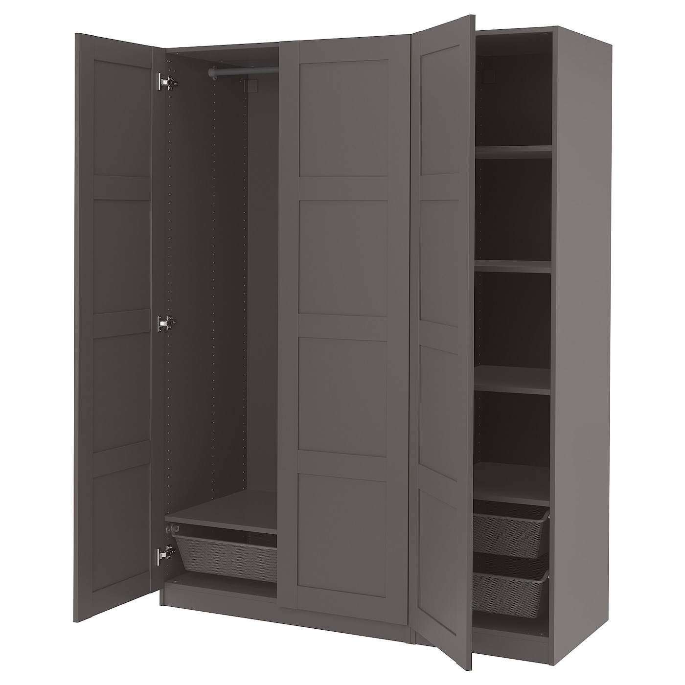 Платяной шкаф - IKEA PAX/BERGSBO/ПАКС/БЕРГСБУ ИКЕА, 150x60x201 см, темно-серый